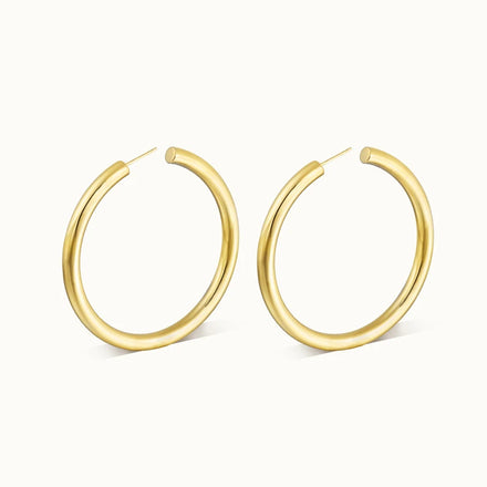Fashion Classic Minimalist Jewelry 18K Gold Plated Lightweight Large Round Hollow Big Hoop Earrings for Women