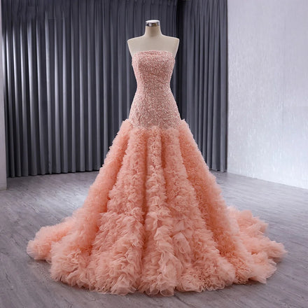 Jancember 241024 Glaromous New Long Ruffle Party Strapless Women's Evening Dresses