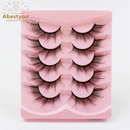 Abestyou Natural Silk Angel Wing Eye Lashes Foxy Winged Cat Eye Lashes Multi-Packaged Faux Mink Eyelashes Full Strip Eyelashes