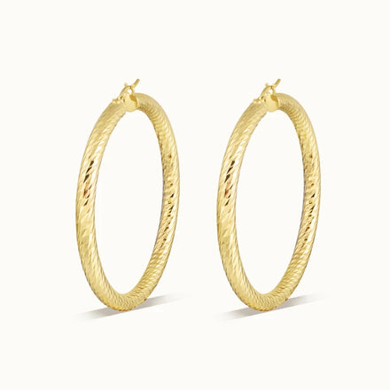 New Trending New 18K Gold Plated Earrings Minimalist Fashion Diamond Cut Hoop Earrings Jewelry for Women