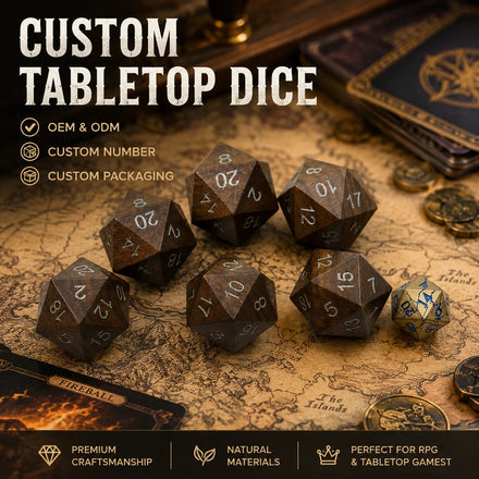 Wooden Dice Unique D&D Dice D20 Polyhedral Games Single Wood Texture Dice for Table Games RPG