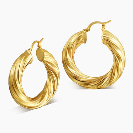 Best Selling Fashion Jewelry 18k Gold Plated Lightweight Hypoallergenic Big Twisted Hoop Earrings for Women
