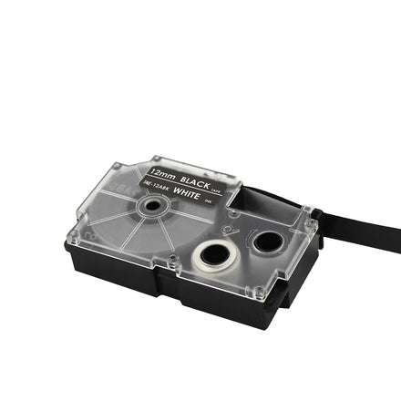 Tatrix 12mm White on Black Compatible Label Tape Cartridge XR-12ABK Casio KL-820 Printer Ribbons