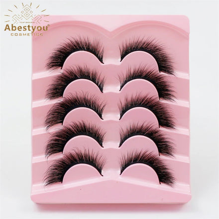 Abestyou Stage Eyelash Wholesale Transparent Band Cat Eye Wispy Faux Mink Lashes No Glue Silk Fan Eyelashes Full Strip Eyelashes