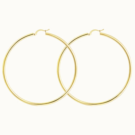 Wholesale Fashion Statement 18k Gold Plated Dainty Round Hoops Large Gold Hoop Earrings for Women