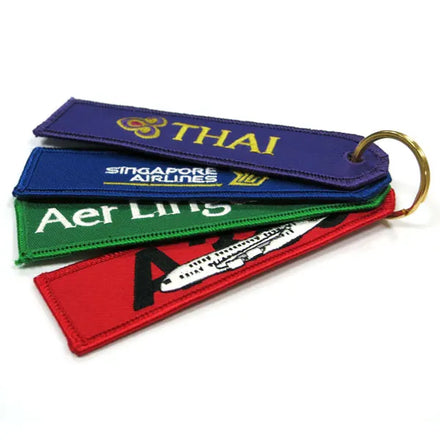 Manufacturer Custom logo Airline Crew Jet Tag Fabric Embroidery Keychains