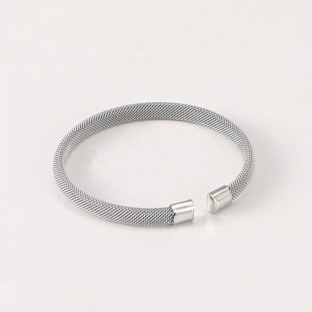 Fashion Men's Stainless Steel Braided C-shaped Bracelet Simple Mesh Waterproof Stainless Steel Open Bracelet