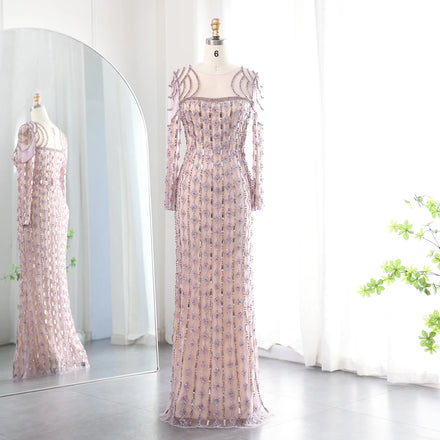 Jancember SZ398 Princess Long Sleeve Arabic Party Formal Women's Evening Dresses
