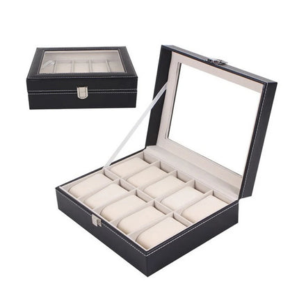 10 Slots Protective Watch Storage Organizer with Glass Window Display Outside Brand Watch Store Wrist Watches Storage Case