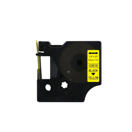 Tatrix 6mm Black for Yellow Compatible DYMO LabelManager Cartridge 43618 for Label Printers
