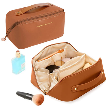 PU Leather Makeup Bag Large Capacity Cosmetic Storage Bag Portable Zipper Handbag Travel Toiletry Organizer Makeup Bag