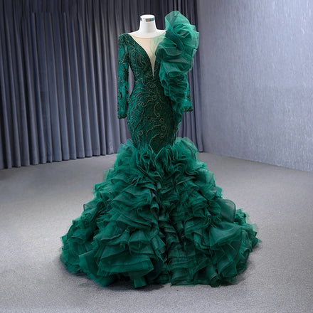 Jancember 222146 Elegant Green Lace-up Ruched Evening Prom Formal Dresses