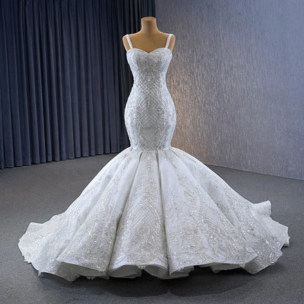 Jancember 231086 Sexy Spaghetti Strap Ivory Mermaid Wedding Women's Dresses