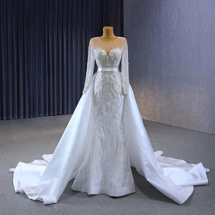 For Jancember 222226 Stunning Illusion Mermaid Wedding Dress Detachable Train Floor-Length Organza Natural Ruffle for Parties