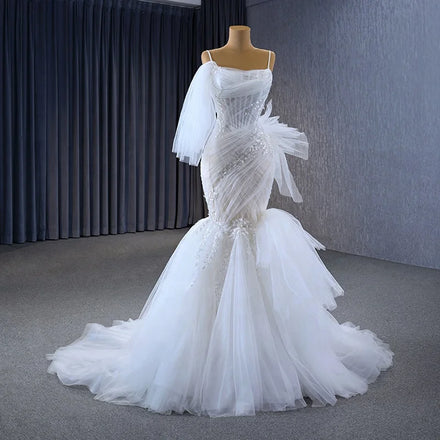 Jancember RSM67542 Chic Asymmetric Bridal Mermaid Wedding Dresses for Women
