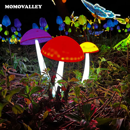 Momovalley 3D Yellow Cute Charm Lighted Illuminated Statue Ornament Shape Style Led Mushroom Lamp Garden Lighting