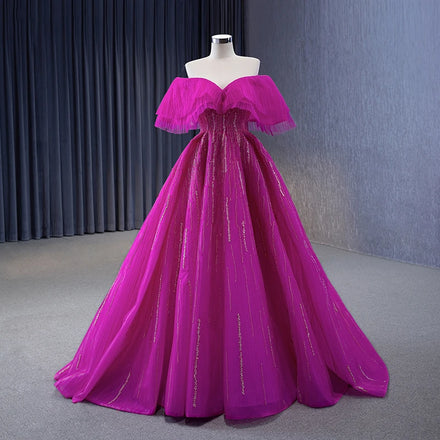 Jancember 231112 Elegant Off Shoulder Fuchsia Party Evening Women's Formal Gowns