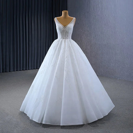 Jancember 222229 Simple V-neck Sleeveless Bridal Wedding Dresses for Girls