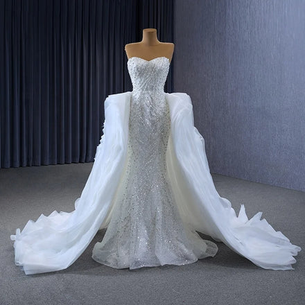 Jancember 222233 Luxury Sweetheart Sequins Beaded Mermaid Wedding Dresses With Train