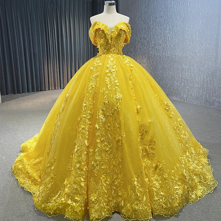 Jancember 231104B Traditional Off Shoulder Appliqued Flower Evening Party Women's Dresses