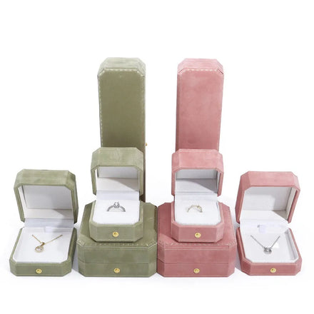New Style Customer Logo Flannel Velvet Pendant Pearl Jewellery Box Custom Pink Velvet Ring Jewelry Box