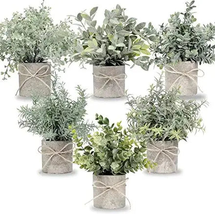 DS501 Artificial Potted Plant Small Houseplant Greenery Modern Mini Leaves Bonsai for Indoor Tabletop Decor