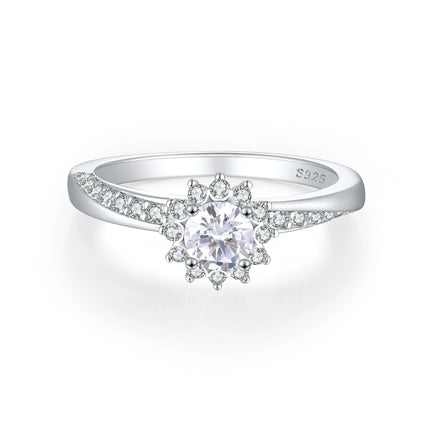 Women's 925 Sterling Silver Zircon Engagement Wedding Party Rings Rhodium Plated Hip Hop Fashion Wholesale