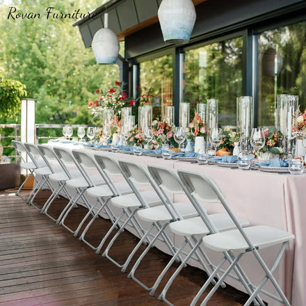 RTS TOP China Cheaper Metal Design Plastic Ourtood White Chair Folding White Chairs