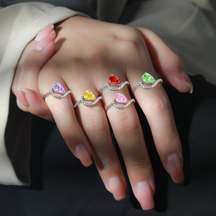Bulk 925 Silver Pear Cut CZ Rings Romantic Engagement & Promise Ring Designs Affordable Luxury Jewelry Wholesale