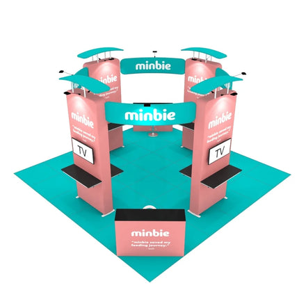 Custom Designed 20x20 Modern Portable Trade Show Equipment Modular Aluminum Frame Tension Fabric Advertising Booth for