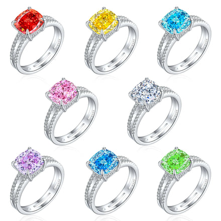 Wholesale Simple 925 Sterling Silver 3A Cubic Zirconia Luxury Engagements Rings Gemstone Wedding Promise Rings for Women