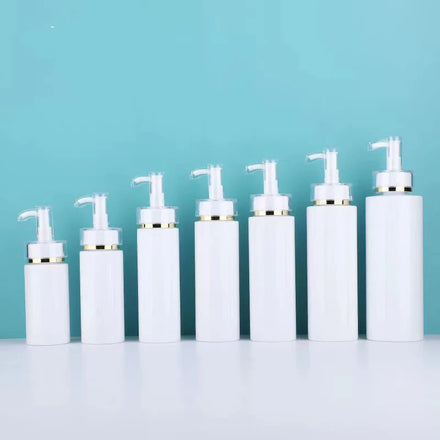 PET White 100ml 200ml 300ml 400ml 500ml Round Shampoo Container Shower Gel & Body Lotion Plastic Packaging Pump Sealing Type