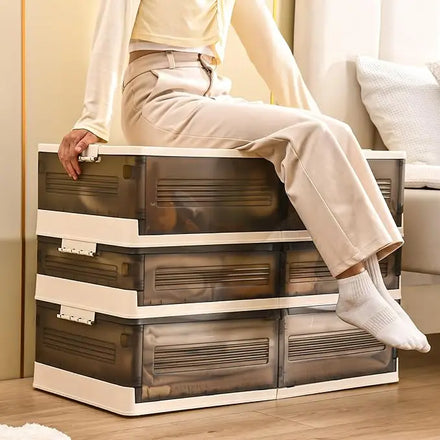 2 Pack Stackable Under Bed Storage Containers with Wheels Folding Plastic Storage Box with Lid