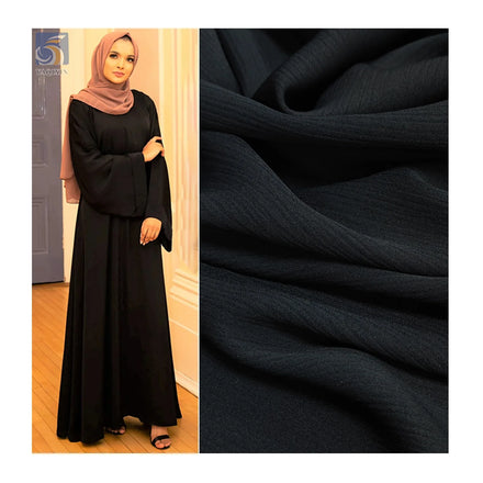 YX2529-1 Pure Black 170gsm Thick Polyester Korean Nida Fabric for Abaya Hijab in China Wholesale