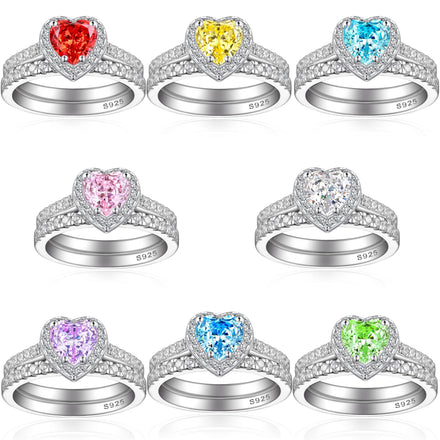 Custom Handmade Fashion Luxury Colorful Gemstone Ring 925 Sterling Silver Ring Fine Jewelry Fingers Luxury Heart Rings for Women