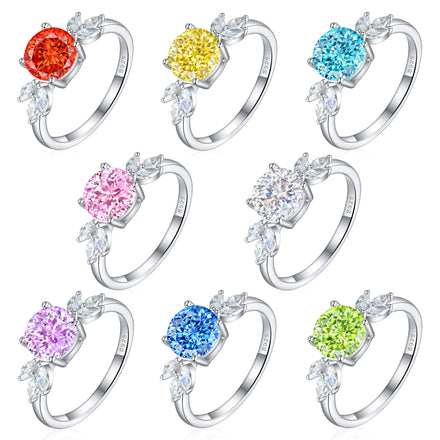 Wholesale 925 Sterling Silver Finger Rings Women Engagement Wedding Simple Design Fine Jewelry Colorful Rhodium Plated