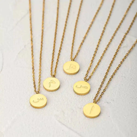 Fashion Jewelry Wholesale Women Girl Arabic Necklace Custom Gold Plated Stainless Steel Initials Greek Arabic Letter Necklace