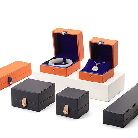 Wholesale Luxury Velvet Customization Organizer Pu Leather Button Ring Earring Pendant Jewelry Packaging Box
