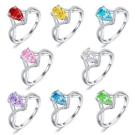 925 Sterling Silver Fine Jewellery Ring Customizable 8A Cubic Zirconia Rhodium Plated for Wedding Party Durable Non-Tarnish