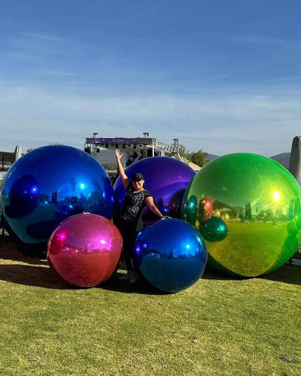 Double Layer 80cm PVC Balloons 32inch Giant Advertising Inflatable Shinny Mirror Ball Custom Logo Custom Colors Wedding Events