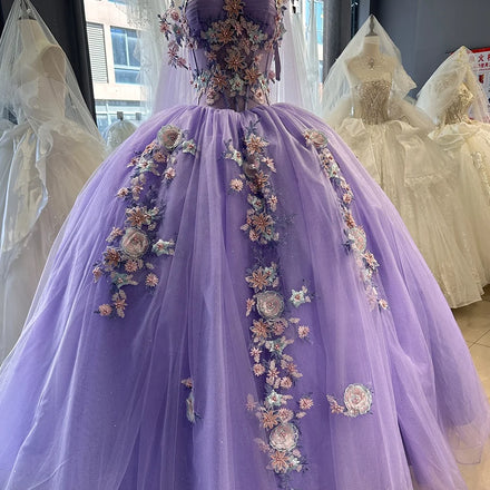 Jancember XS030 Vintage Spaghetti Strap Lilac Ball Gown Quinceanera Party Dresses