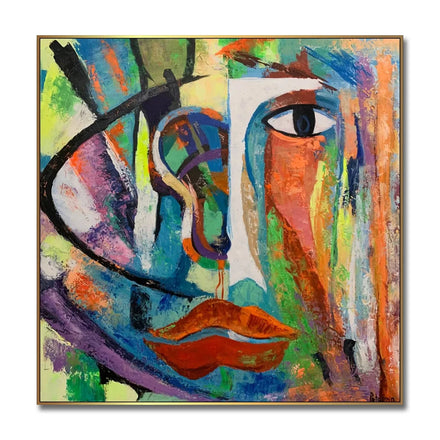 Abstract Oil Painting Art Original Hand Painting Abstract Woman Face Canvas Wall Art Colours of the Soul Decor Art for Hotel