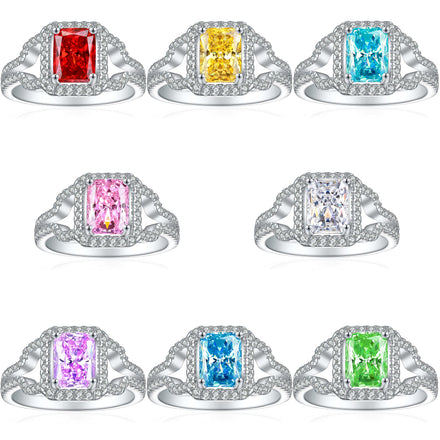 Fine Sparking Cubic Zirconia Jewelry Rings S925 Sterling Silver Eternity Wedding Engagement Diamond Ring for Women