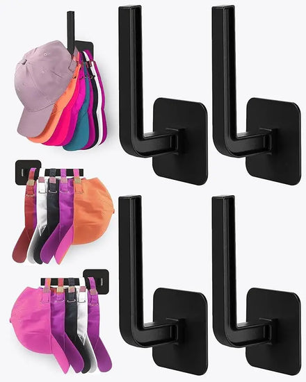 Household Storage 4-Pack Multi-Purpose Strong Adhesive Hat Hooks Organizer for Wall