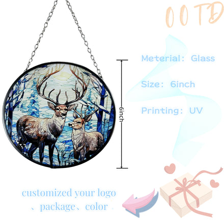 Sunbeam Enchanted Forest Mosaic Glass Wind Bell Handcrafted Colored Ornaments for Garden Customizable Suncatcher 6' Thick 15cm