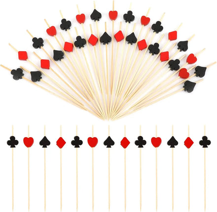Ecofriendly 100pcs Bamboo Cocktail 4.7 Inch the Playing Cards Stick Tropical Cocktail Toothpicks for Party Snack Decorative