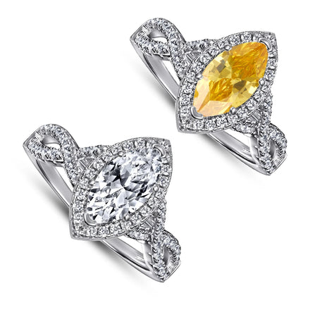 S925 Sterling Silver Diamond Women Ring Female Luxury Yellow Marquise Stone 3A CZ Zircon Ring Silver Handmade Fine Jewelry