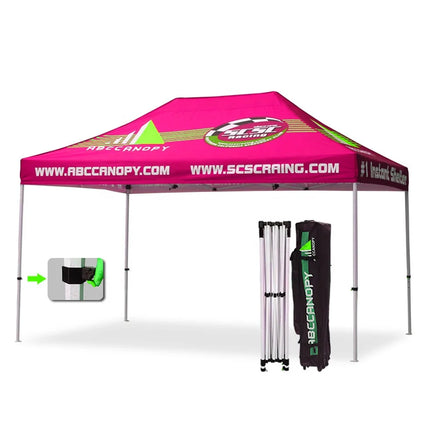 Custom Tent 3x4.5 Folding 10x15 40mm Hexagon Aluminum Frame 600D Pink Trade Show Outdoor Advertising Gazebo Pop Canopy