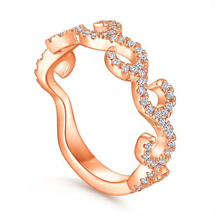 Hot Selling Fashion Design Rose Gold Plated 925 Sterling Silver Wedding Ring