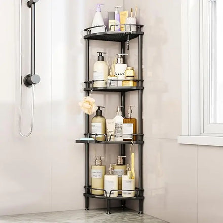Bathroom Corner Shower Caddy Stand Shower Organizer Shelf With Soap Holder and 4 Hooks